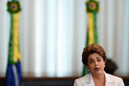 Rousseff durante pronunciamento, nesta segunda.