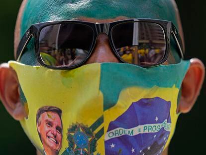Um militantes bolsonarista no protesto de 7 de setembro, em Brasília.