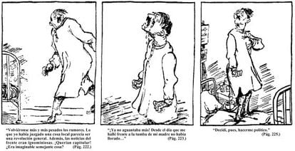 Detalhe da história em quadrinhos 'Minha Luta', desenhada por Clément Moreau em 1937 para ridiculizar o livro do ditador nazista.