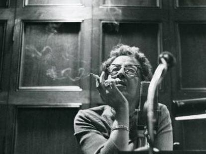Hannah Arendt, na Universidade de Chicago em 1966.