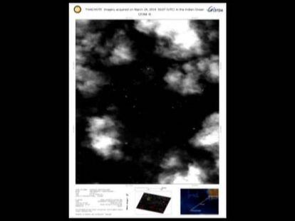 Imágenes satelitales dos objetos flutuando no Índico sul.