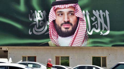 Foto do príncipe herdeiro, Mohamed bin Salman (MBS), em Riad, Arábia Saudita.