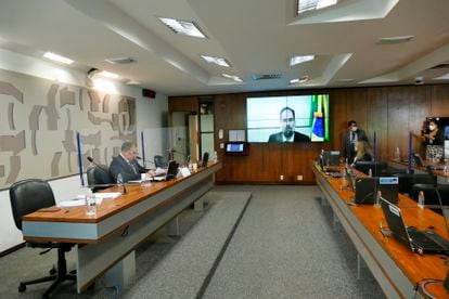 Audiência pública no Senado para esclarecer crise no Inep, órgão responsável pelo Enem. Em pronunciamento via videoconferência, está o presidente da autarquia, Danilo Dupas.