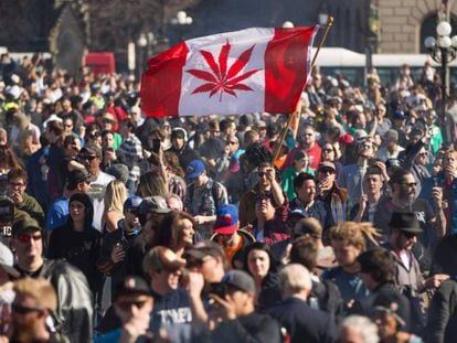 Manifestação pela legalização da maconha no Canadá.