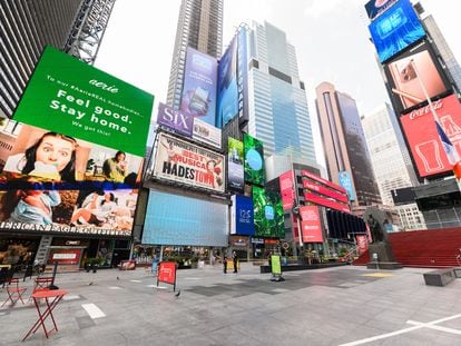 Times Square, em Nova York, em 26 de agosto.