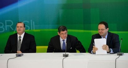 A equipe econômica no dia de seu anúncio, com Barbosa à direita.