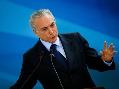 Michel Temer em evento no Palácio do Planalto.