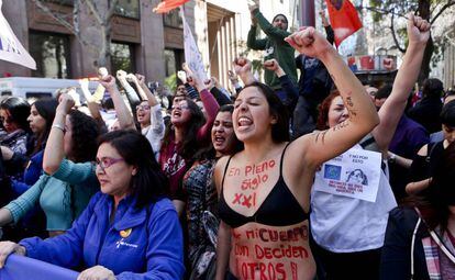 Manifestação feminista no Chile.