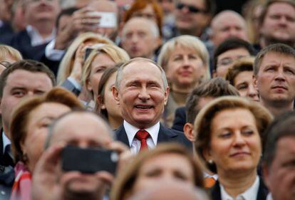 O presidente Putin neste sábado no aniversário da fundação de Moscou.