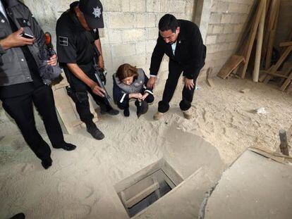 Saída do túnel pelo qual El Chapo escapou.