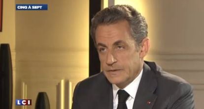 Imagem de Nicolas Sarkozy durante a entrevista que será emitida esta noite na França.