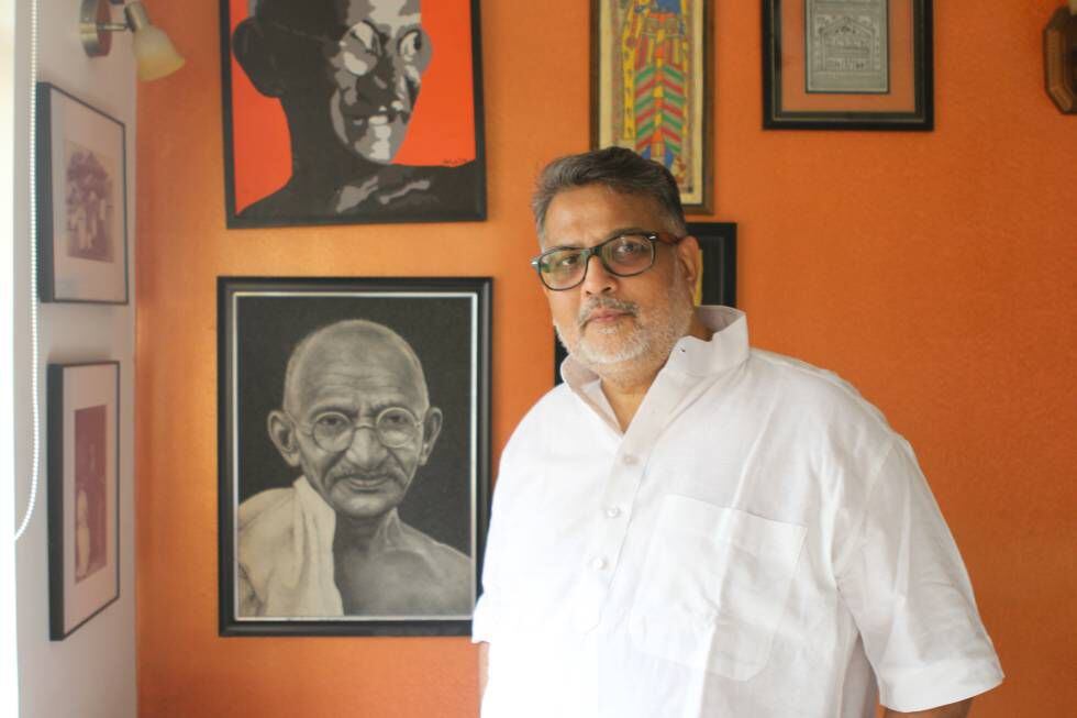 Tushar Gandhi, em sua residência em Mumbai