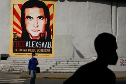 Cartaz de apoio a Alex Saab em Caracas, em setembro passado.