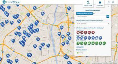 Os mapas da PredPol refletem o histórico de delitos e também as previsões futuras.