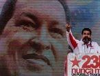 Vice President Nicol&aacute;s Maduro talks at a rally held in solidarity with Hugo Ch&aacute;vez this week.
