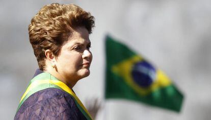 Dilma em um desfile militar neste domingo em Brasília.