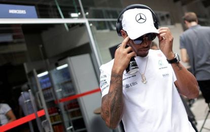Lewis Hamilton, no circuito de Interlagos.