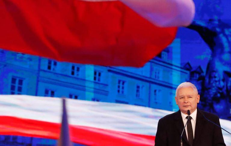 Jaroslaw Kaczynski, líder do Partido Lei e Justiça, num evento partidário em 2 de setembro