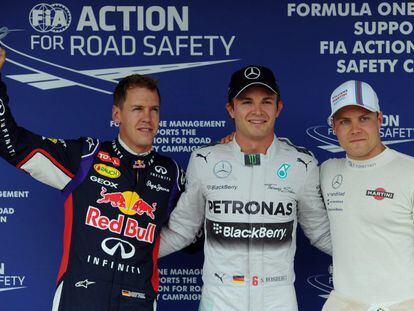 Vettel, Rosberg e Bottas, os mais rápidos.
