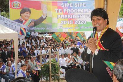 Evo Morales, durante um ato público no município de Sipe Sipe.