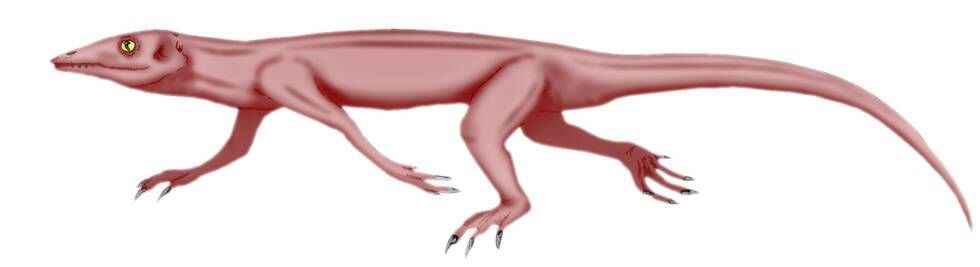 Reconstituição do Heleossauro, a segunda espécie conhecida que cuidava de suas crias.