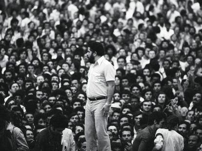 Lula durante greve na década de 1980.