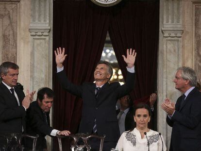 O presidente da Argentina, Mauricio Macri, ao chegar ao Congresso nesta terça.