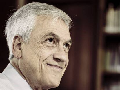 Sebastián Piñera na sede de sua campanha em Santiago do Chile.