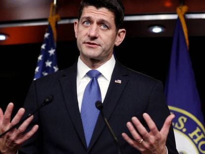 O porta-voz da Câmara dos Representantes, o republicano Paul Ryan, em entrevista coletiva na semana passada