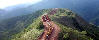 Obras em um trecho do Gasoduto do Sul no Peru.