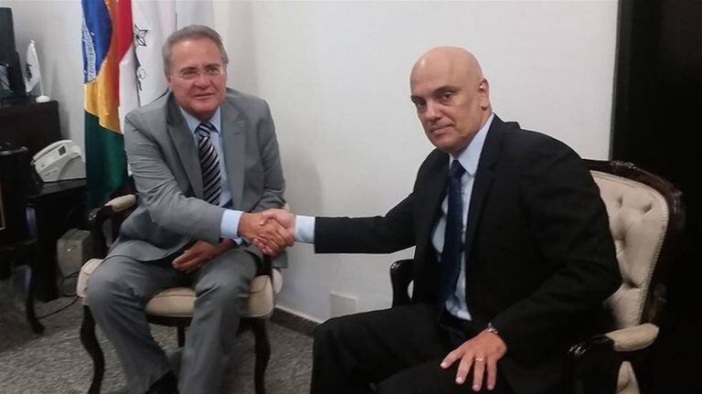 Renan Calheiros e o indicado Alexandre de Moraes.