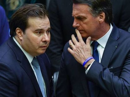 Rodrigo Maia e Jair Bolsonaro, na Câmara.