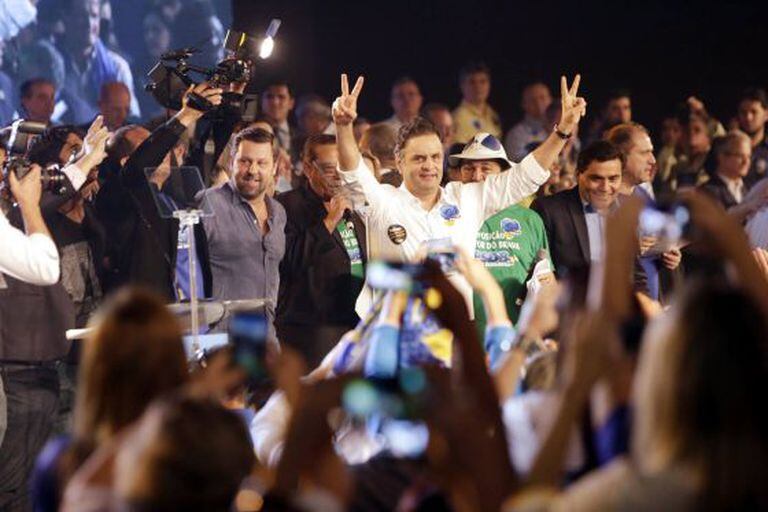 Aécio Neves durante a convenção do PSDB em Brasília.