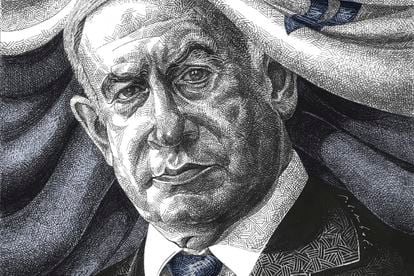 Ilustración de Benjamin Netanyahu por