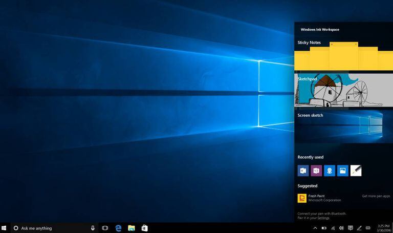 Imagem da função Windows Ink na atualização do Windows 10.