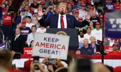 Donald Trump durante a apresentação da sua campanha.