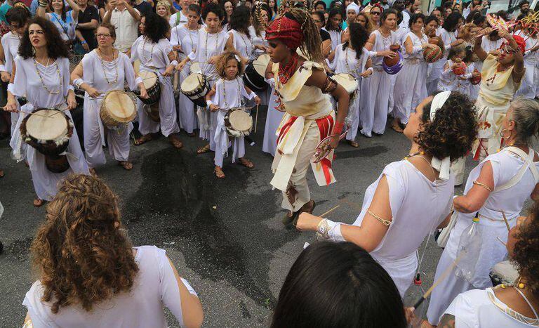 O bloco Ilu Oba De Min, no carnaval de São Paulo.