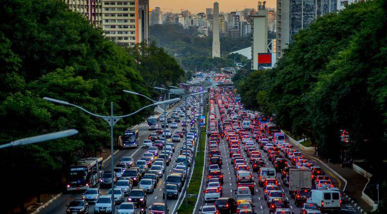 Congestionamento na zona sul de São Paulo.