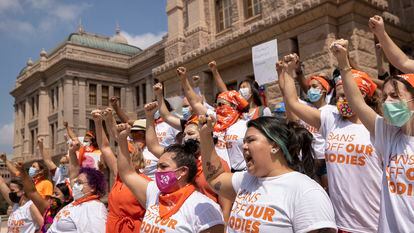 Protesto de mulheres em 1º de setembro em Austin, Texas, pela proibição do aborto