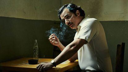 O ator Wagner Moura como Pablo Escobar na série 'Narcos'.