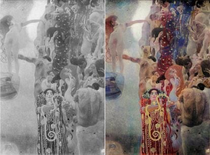 O resultado do trabalho do algoritmo sobre o quadro 'Medicina', de Gustav Klimt.