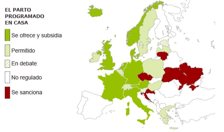 Mapa do parto programado em casa (em espanhol).