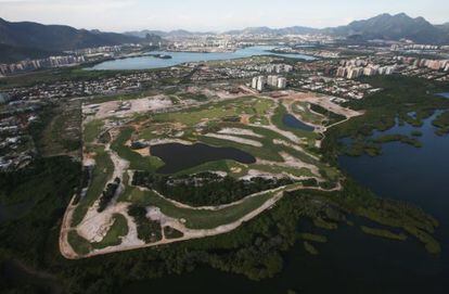 Imagens aérea do campo de golfe na Barra de Tijuca.