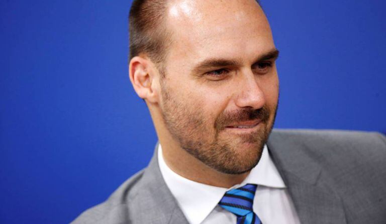 Eduardo Bolsonaro, no dia 8 de outubro no Palácio do Planalto.