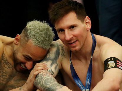 Messi e Neymar depois da final da Copa América.