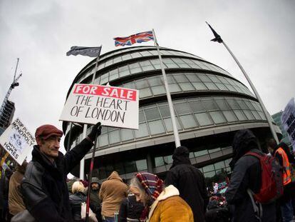 Protesto contra a política de habitação em Londres, em janeiro.