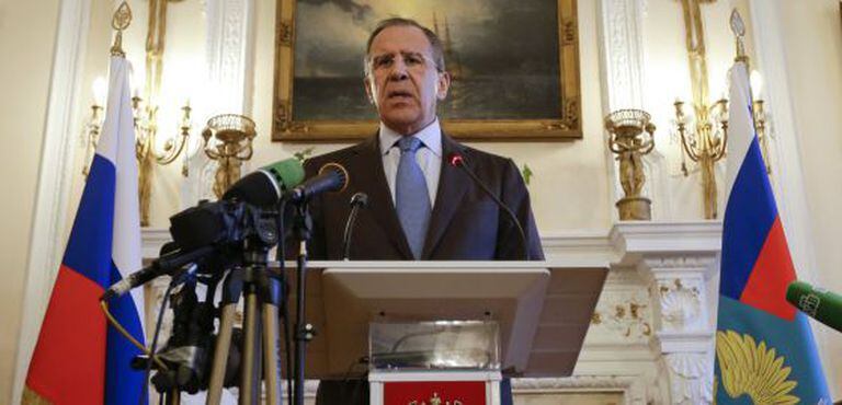 Sergéi Lavrov durante a coletiva de imprensa, nesta sexta-feira.
