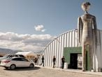 Visitors arrive prior to Storm Area 51 Basecamp at the Alien Research Center on the 