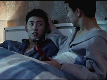Cena de 'Addiction, uma popular série chinesa sobre quatro jovens gays.
