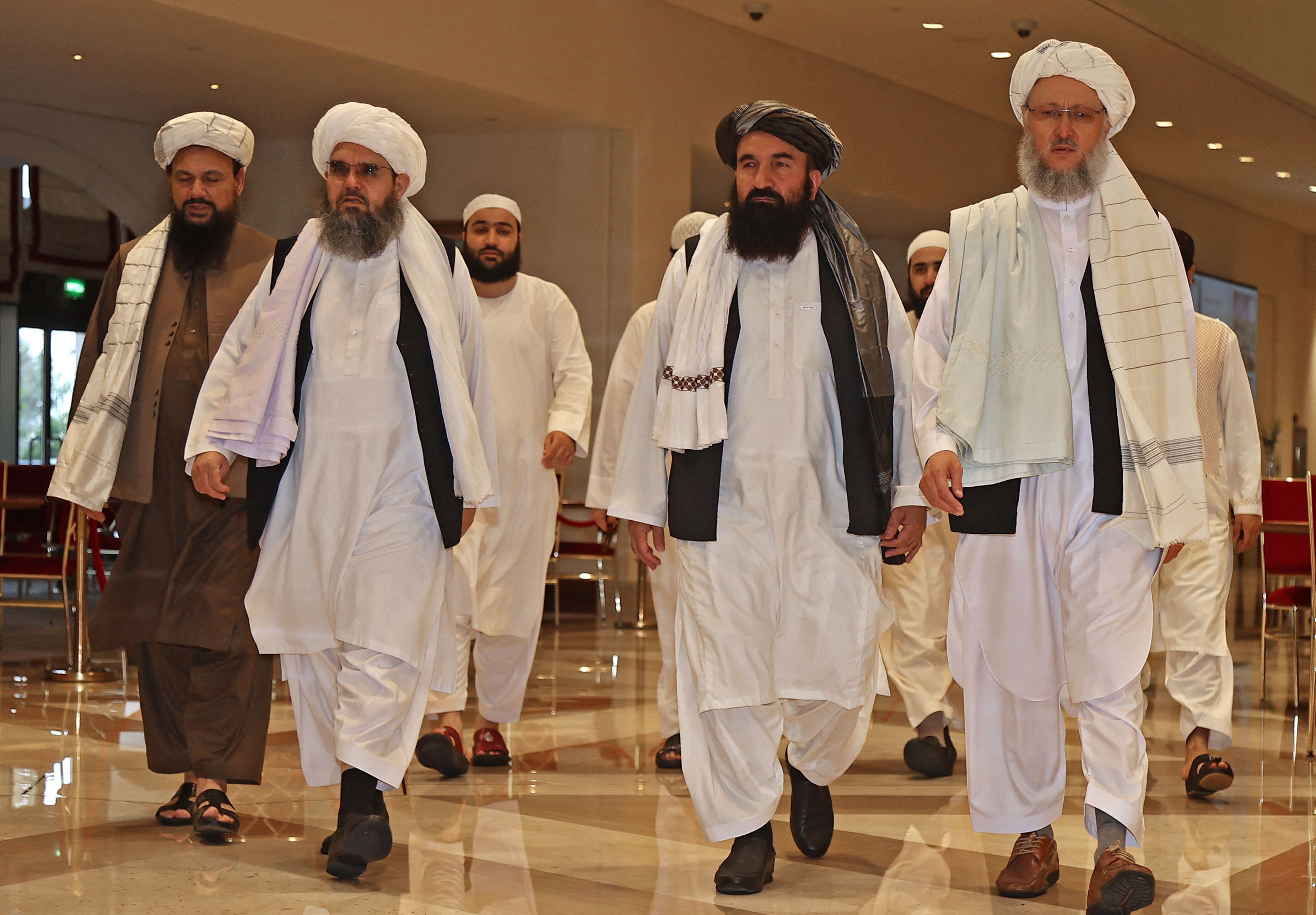 Delegação do Talibã, em um hotel em Doha, Qatar, em 12 de agosto.